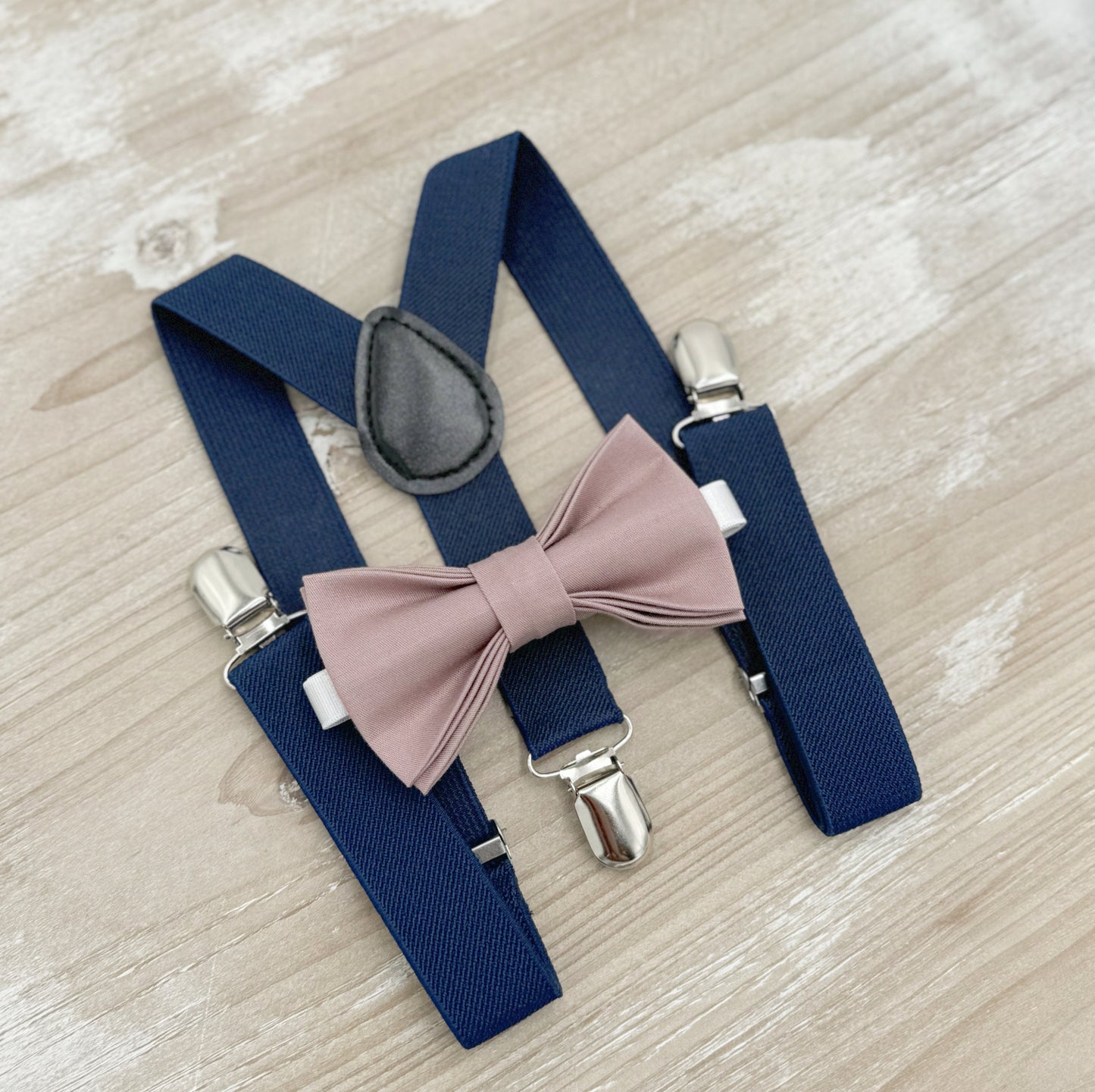 Dusty Mauve Bow Tie and Suspenders Set – All Sizes for Men & Boys, Navy Blue Braces, Ring Bearer, Boho Rustic Wedding