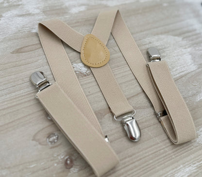 Dark Eucalyptus Bow tie & Suspenders | Champagne Braces | Pocket Square | Ring Bearer Outfit | Boho Wedding Set | Groomsman Gift