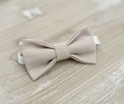 Linen Bow tie & Suspenders | Champagne Tan Braces | Biscotti Bowtie | Frost Tan Bowtie | Ring Bearer Outfit | Boho Rustic Wedding