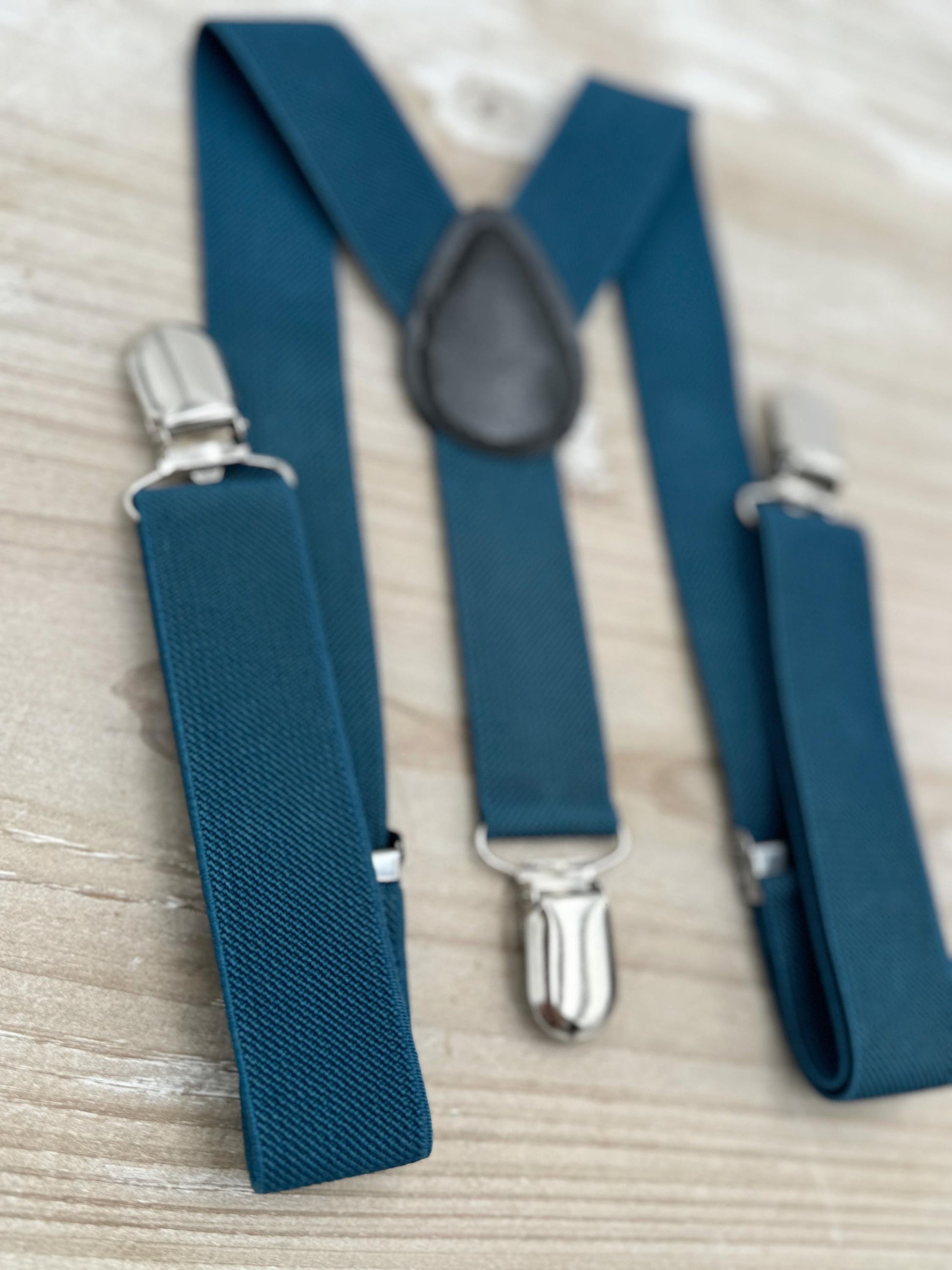 Teal Blue Bow tie & Suspenders | Ink Braces | Pocket Square | Ring Bearer Outfit | Boho Rustic Wedding
