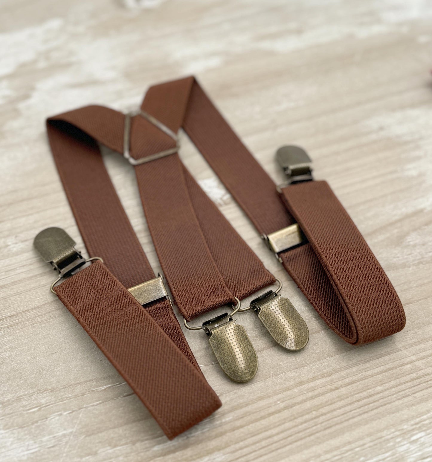 Dark Wisteria Bow tie & Suspenders | Brown X - Back Braces | Pocket Square | Ring Bearer Outfit | Boho Rustic Wedding