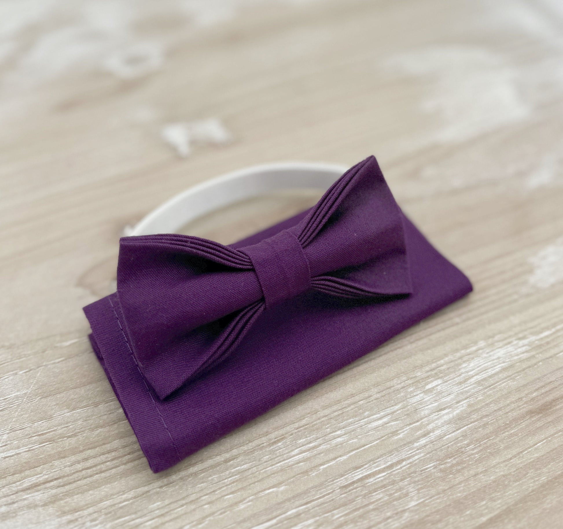 Plum Bow tie & Suspenders | Leather Light Brown Braces | Grape Bowtie | Pocket Square | Ring Bearer Outfit | Boho Rustic Wedding Set