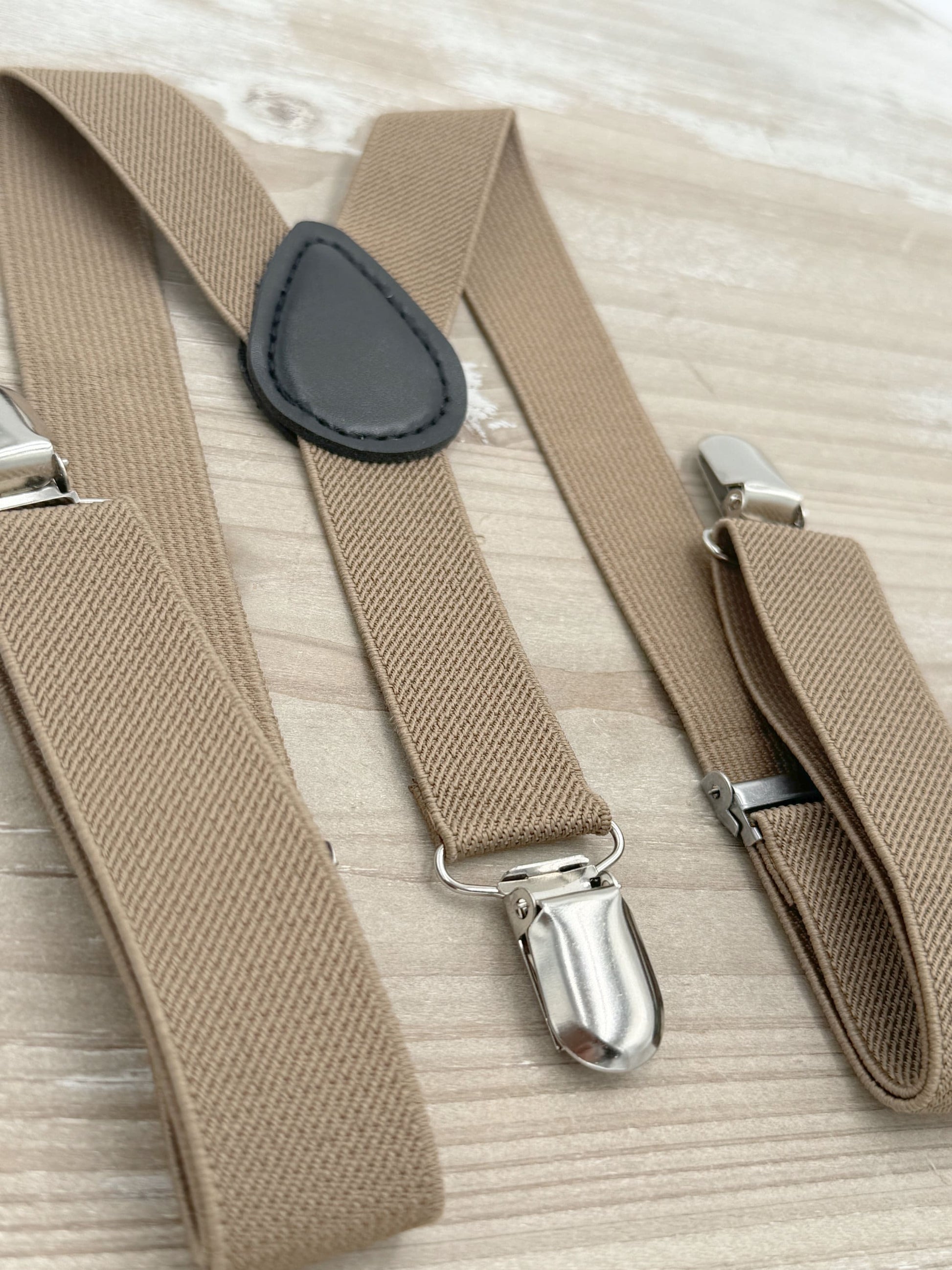 Dusty Blue Bow Tie & Suspenders – All Sizes for Boys and Men, Taupe Braces, Pocket Square, Ring Bearer, Boho Rustic Wedding
