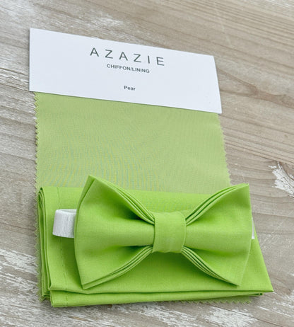 Pear Bow tie & Suspenders | Champagne Tan Braces | Lime Green Bowtie | Pocket Square | Ring Bearer Outfit | Boho Rustic Wedding