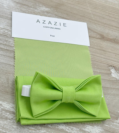 Pear Bow tie & Suspenders | Vegan Leather Suspenders | Lime Green Bowtie | Pocket Square | Ring Bearer Outfit | Boho Wedding Set