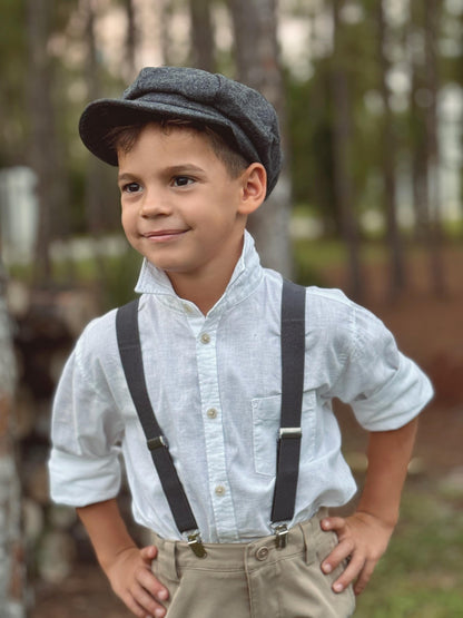 Wool Newsboy Cap – Vintage Baker Boy Hat for Men and Boys, Flat Beret Style – Ring Bearer Outfit, Groomsman Gift, Newborn Photo Prop