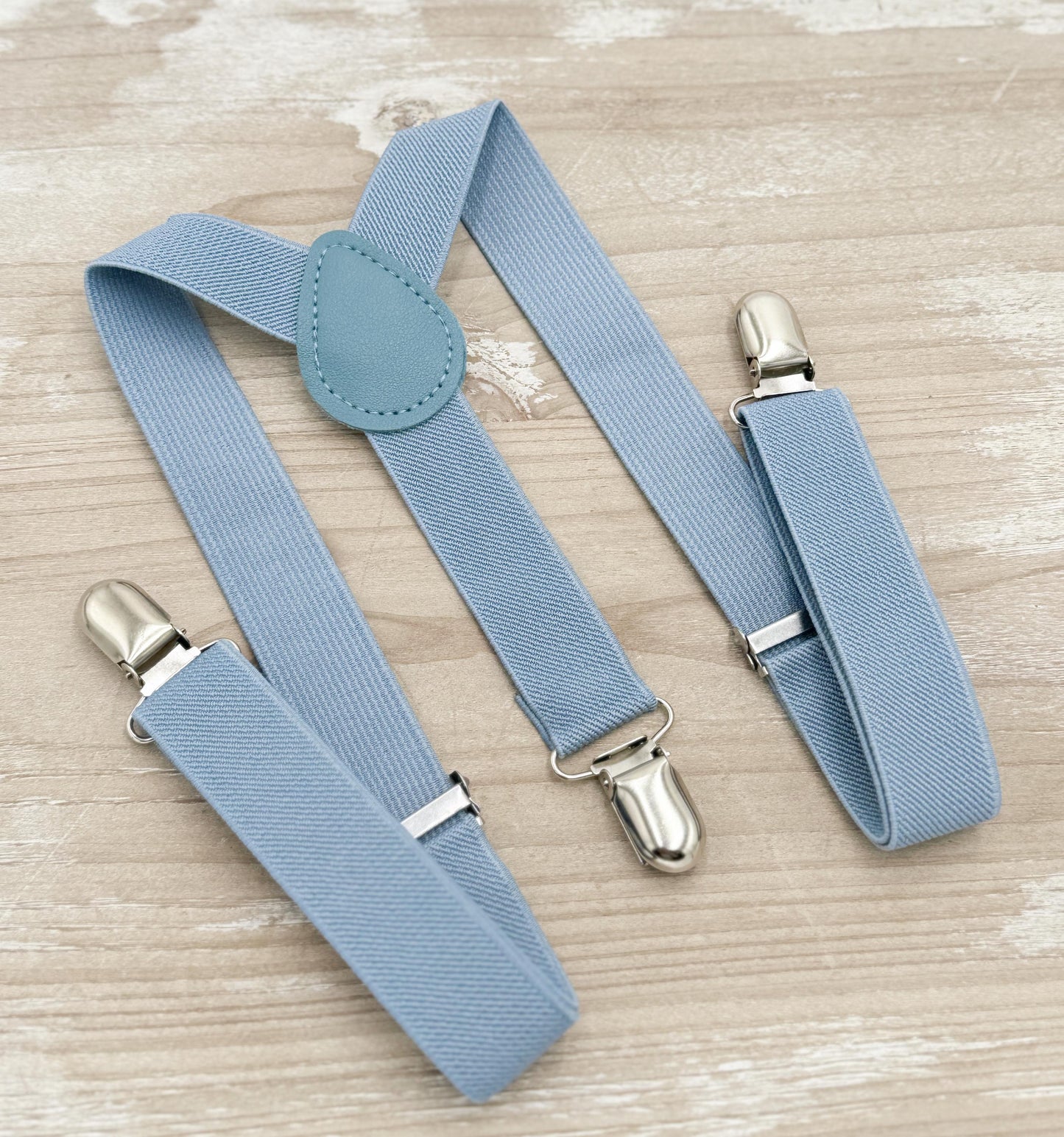 Steel Blue Bow Tie & Suspenders – Ring Bearer Outfit, All Sizes Baby to Adult, Groomsman Wedding Gift, Pocket Square, Dusty Blue Braces