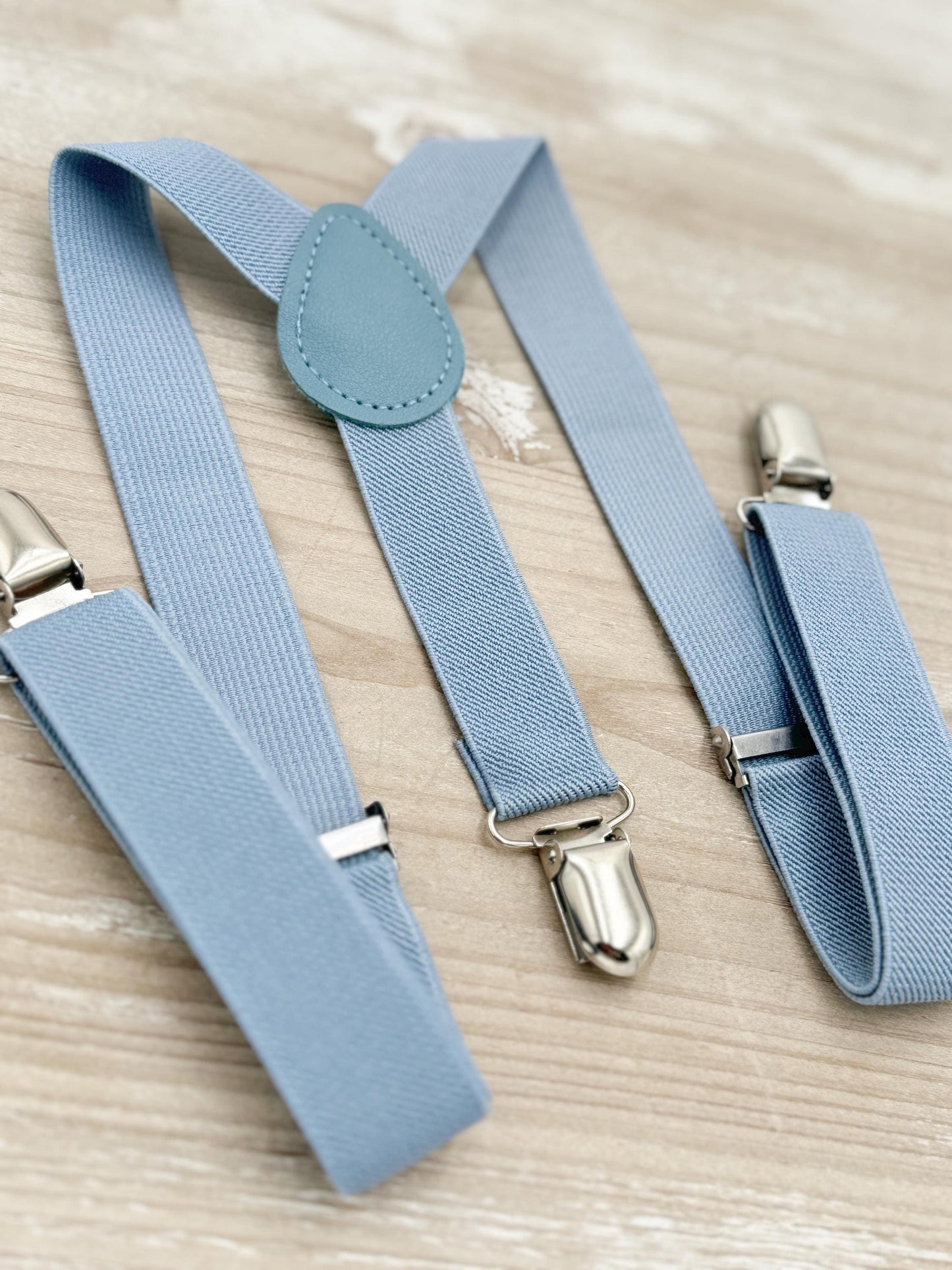 Steel Blue Bow Tie & Suspenders – Ring Bearer Outfit, All Sizes Baby to Adult, Groomsman Wedding Gift, Pocket Square, Dusty Blue Braces
