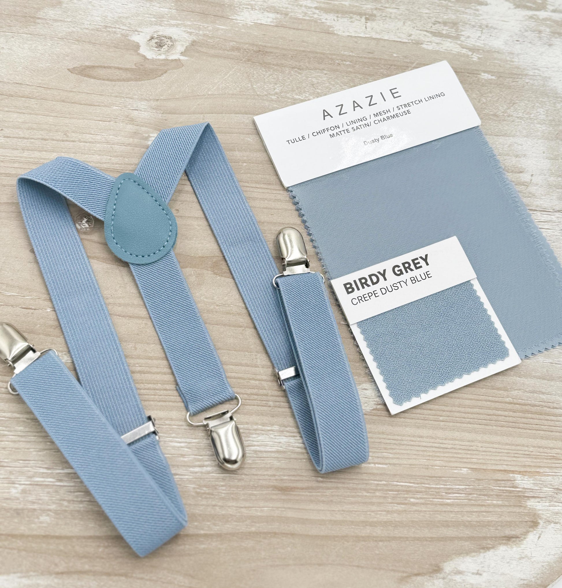 Steel Blue Bow Tie & Suspenders – Ring Bearer Outfit, All Sizes Baby to Adult, Groomsman Wedding Gift, Pocket Square, Dusty Blue Braces