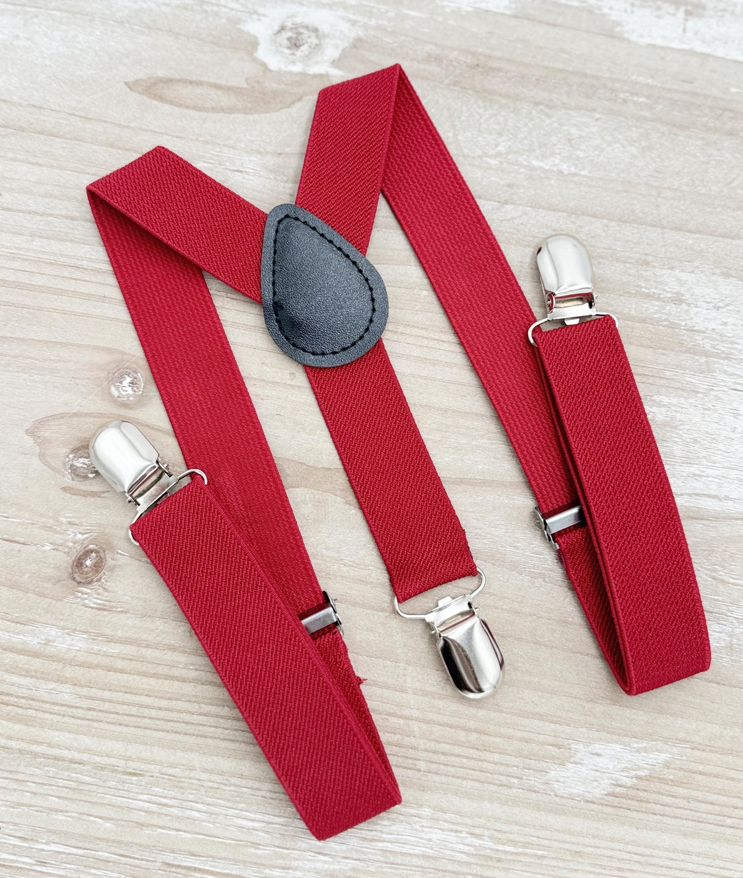 Apple Red Bow tie & Suspenders | Pocket Square | Ring Bearer Outfit | Boho Rustic Wedding | Holiday Christmas Outfit