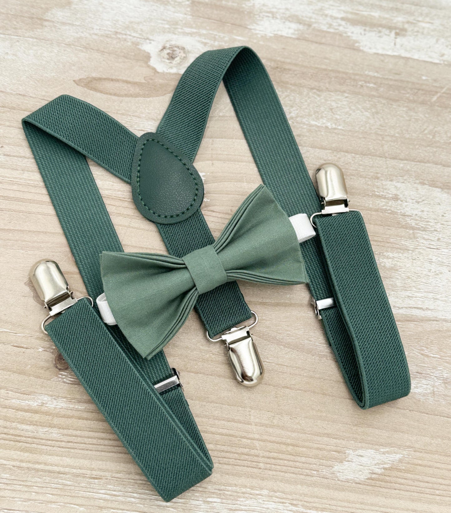 Eucalyptus Bow Tie & Suspenders – All Sizes for Men and Boys, Pocket Square, Ring Bearer, Rustic Wedding, Groomsman Gift