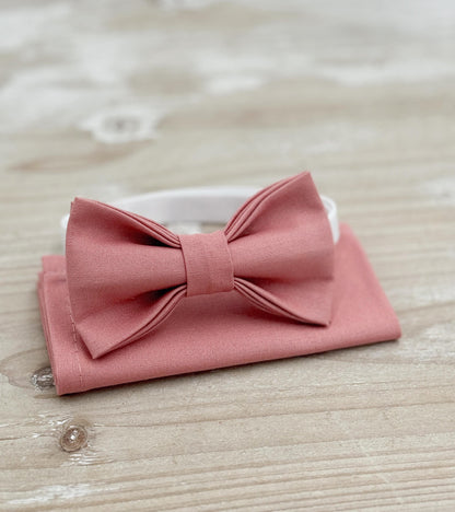 Cedar Rose Bow tie & Suspenders | Desert Coral Braces | Pocket Square | Ring Bearer Outfit | Boho Rustic Wedding