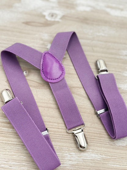 Dark Wisteria Bow tie & Suspenders | Pocket Square | Ring Bearer Outfit | Boho Rustic Wedding