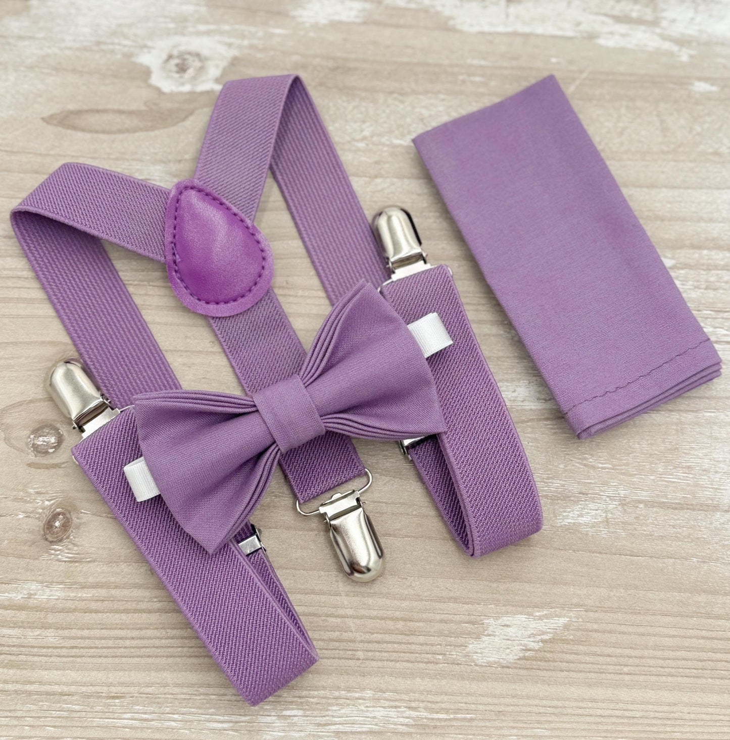 Dark Wisteria Bow tie & Suspenders | Pocket Square | Ring Bearer Outfit | Boho Rustic Wedding