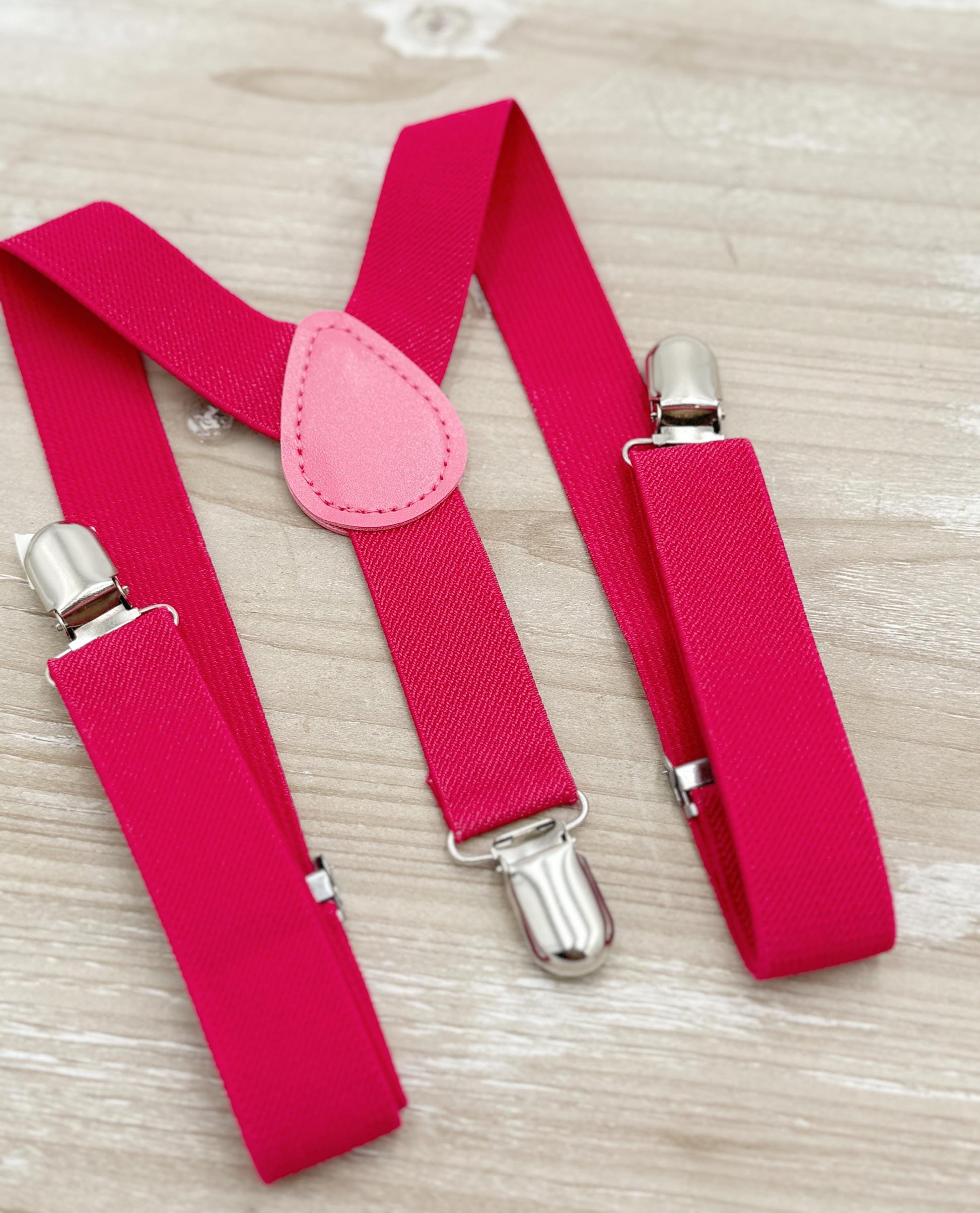 Fuchsia Bow tie & Suspenders | Begonia Pink Bowtie | Pocket Square | Ring Bearer Outfit | Boho Rustic Wedding Set