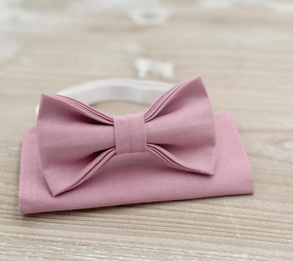Vintage Mauve Bow Tie and Suspenders Set – All Sizes for Men and Boys, Quartz Bowtie, Pocket Square, Ring Bearer Outfit, Groomsman Gift