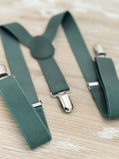 Eucalyptus Bow Tie & Suspenders – All Sizes for Men and Boys, Pocket Square, Ring Bearer, Rustic Wedding, Groomsman Gift