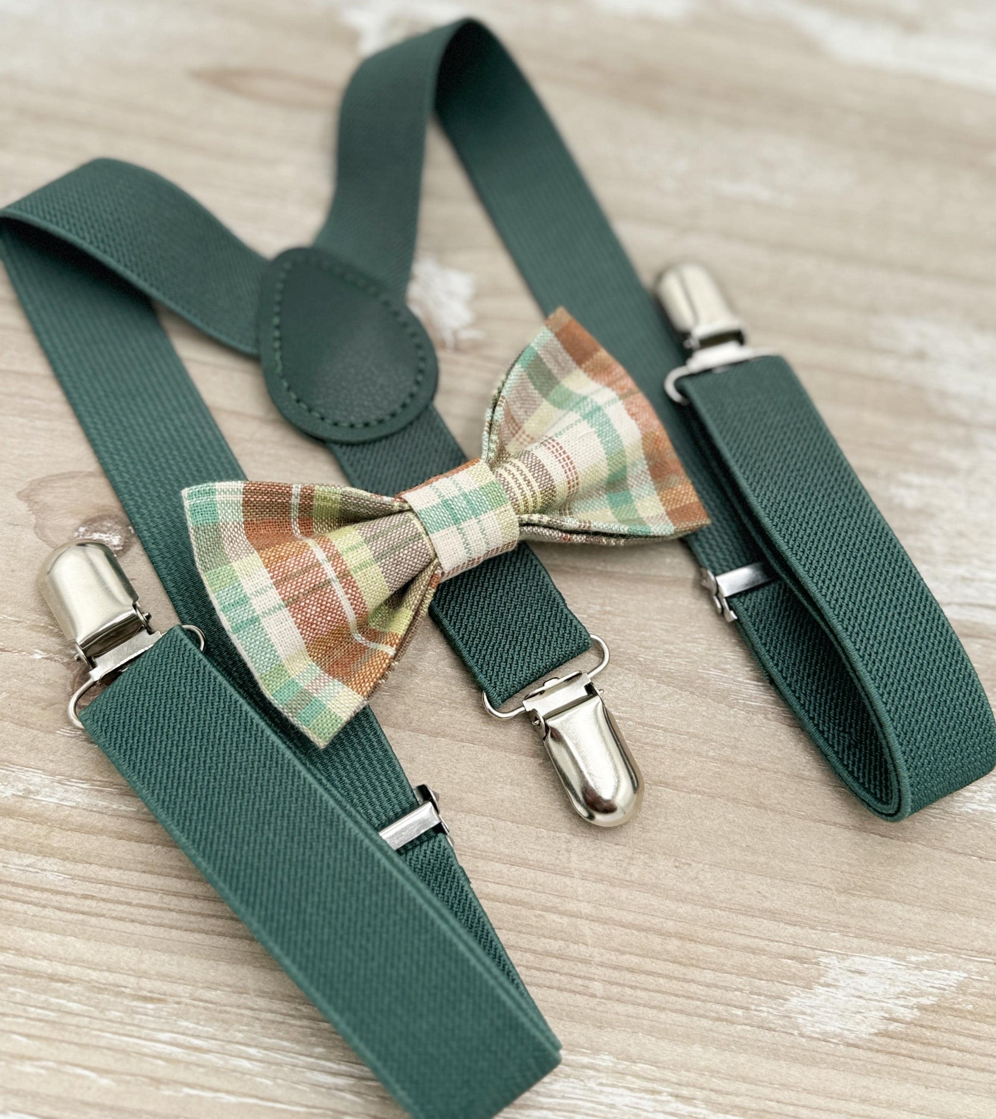 Rustic Linen Bow tie & Suspenders | Eucalyptus Braces | Ring Bearer Outfit | Boho Rustic Wedding