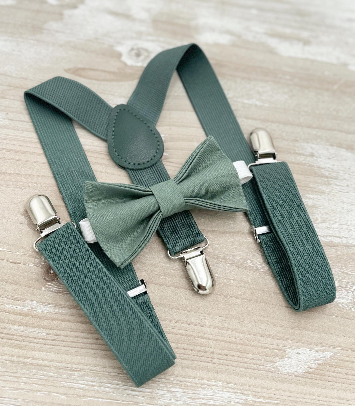 Eucalyptus Bow Tie & Suspenders – All Sizes for Men and Boys, Pocket Square, Ring Bearer, Rustic Wedding, Groomsman Gift