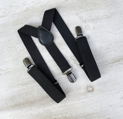 Black Suspenders | Groomsmen Gift | Ring Bearer Braces | Boho Rustic Wedding | Formal Wedding Party | Ring Bearer Outfit
