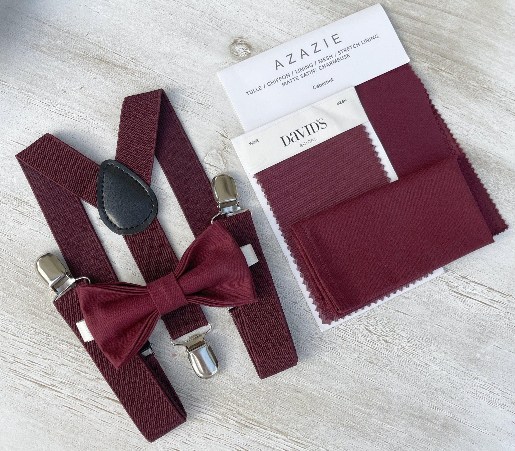 Cabernet Bow tie & Suspenders | Wine Bowtie | Pocket Square | Ring Bearer Outfit | Boho Rustic Wedding
