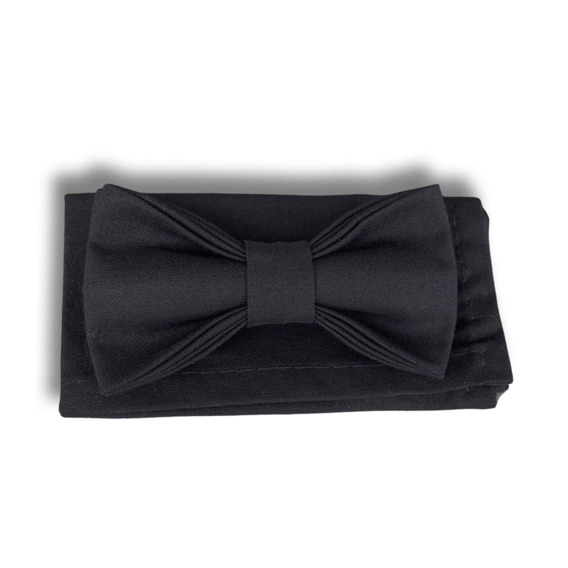Black Bow tie & Suspenders | Groomsman Bowtie | Page Boy outfit | Pocket Square | Ring Bearer Outfit | Boho Rustic Wedding