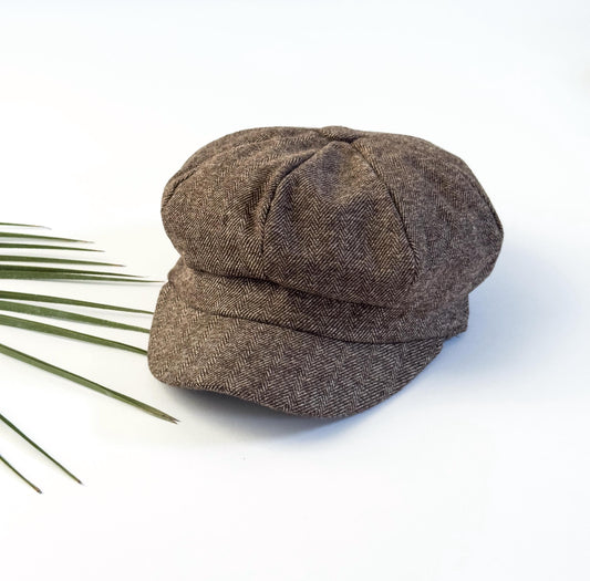 Taupe Brown Newsboy cap , Ivy hat , Boy's & Men's Flat hat , Applejack cap , Groomsmen outfit , Wedding Ring bearer gift , Vintage outfit