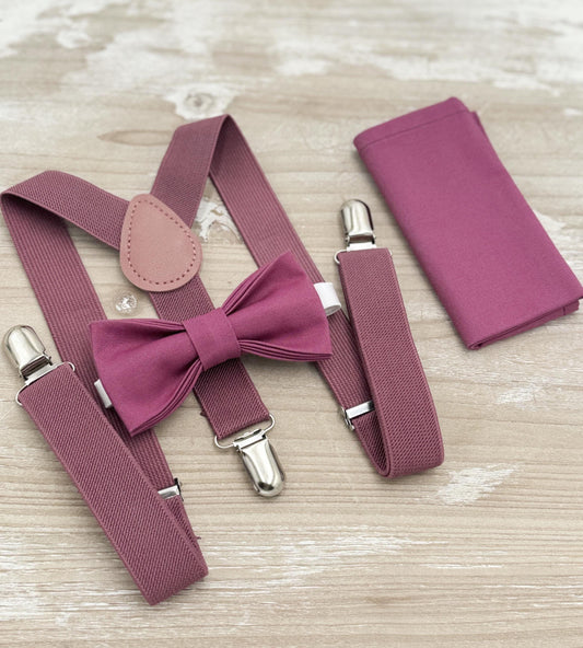 Chianti Bow tie & Suspenders | Acai Bowtie | Pocket Square | Ring Bearer Outfit | Boho Rustic Wedding